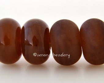 Brown Lampwork Spacer Glass Beads 4 ALLSPICE Limited Edition - Glossy Matte Set - Handmade Donut Bead, Brown Glass Rondelle, TANERES