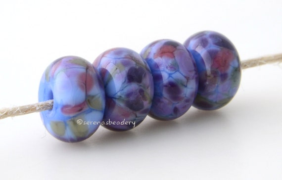 Handmade Large Hole Lampwork Beads, Glass Nugget Set, Blue