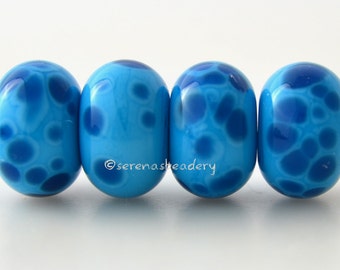 Lampwork Glass Bead Set Turquoise BEACH BUM BLUES glossy & matte Handmade - taneres - cobalt - 11 or 13 mm