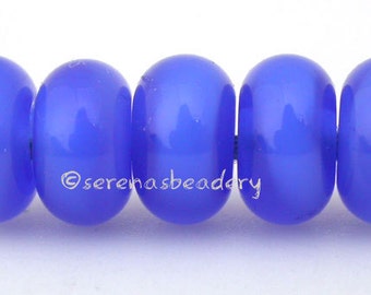 Lampwork Glass Spacer Bead 5 MYSTIC BLUE Glossy & Matte Handmade Donut Rondelle - 8 to 10 mm