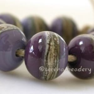 LAVENDER Blue Thai ORCHID IVORY Round Stripe Handmade Lampwork Bead Set taneres choose your color artisan lampwork beads lavender/thai orchid