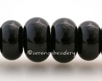 6 BLACK Graduated Spacer Bead Set - Lampwork Glass Pairs -  Handmade TANERES - 8 to 10 mm - glossy or matte