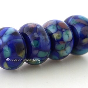 Lampwork Glass Bead Set COME AGAIN glossy & matte Handmade - TANERES blue pink green - 11 or 13 mm