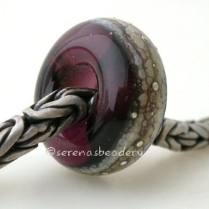 Transparent PURPLE BLUE Granite Silver European Charm Lampwork Bead Handmade Glass - taneres