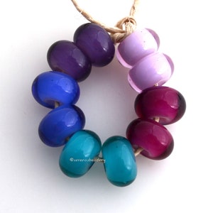 BOHEMIAN RAINBOW pairs - Lampwork Glass Bead Set - taneres - rich festive colors - clear cased - artisan lampwork beads