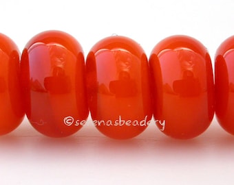 Lampwork Spacer Glass Beads - 5 OPAL ORANGE - Glossy & Matte Handmade Donut Rondelle  - 3 sizes available