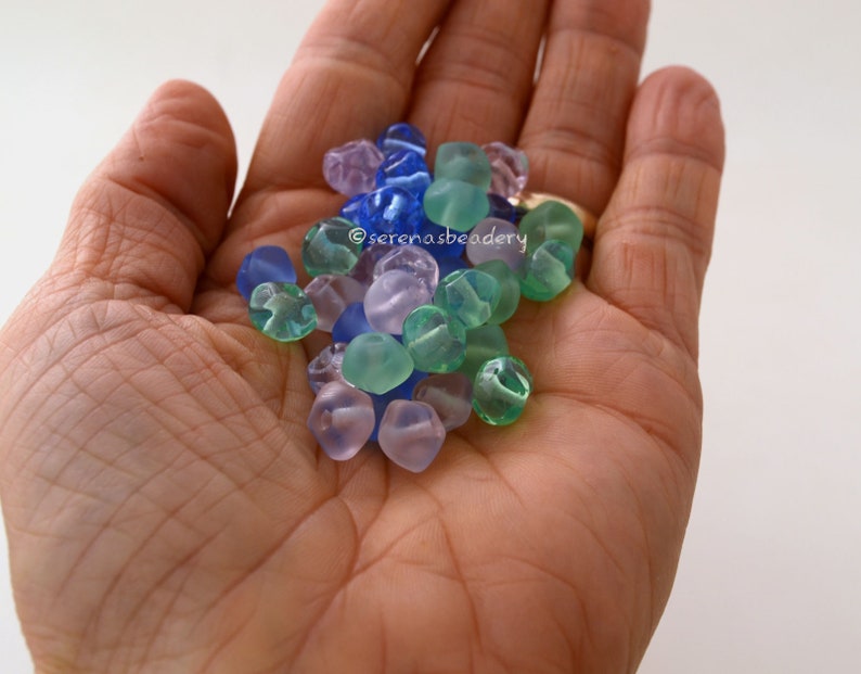 Tiny Pastel Rocks Lampwork Glass Beads Handmade Taneres sra COTTON CANDY NUGGET Beads