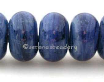 Blaue Lampwork Spacer Beads 5 GALAXY BLUE Glitter glänzend handgefertigte Glas Donut Blau Glimmer Rondelle