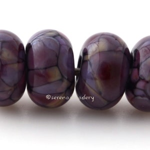 Lampwork Glass Bead Set NEARLY DARK - TANERES sra purple pink cream - 11 or 13 mm, purple lampwork bead, pink glass bead
