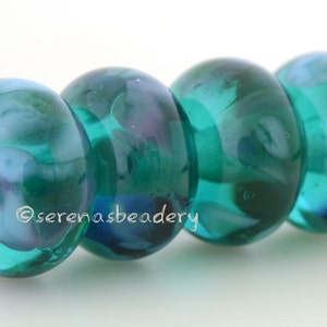Lampwork Glass Bead Set DUCK DAY - TANERES sra - teal lampwork bead - purple glass bead - green lampwork set - glossy or matte - 11 or 13 mm