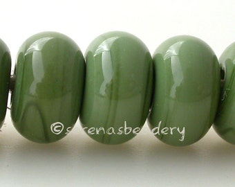 Lampwork Glass Spacer SHRUBBERY Green Glossy & Matte Handmade Beads Donut Rondelle taneres