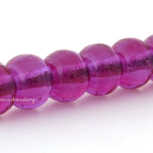 6 PINK ROUGE Super Round Beads - Lampwork Glass Beads - hot pink glass, pink lampwork bead - taneres sra