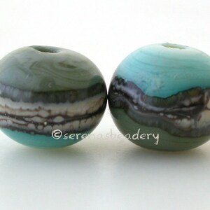 LAVENDER Blue Thai ORCHID IVORY Round Stripe Handmade Lampwork Bead Set taneres choose your color artisan lampwork beads copper green/olive