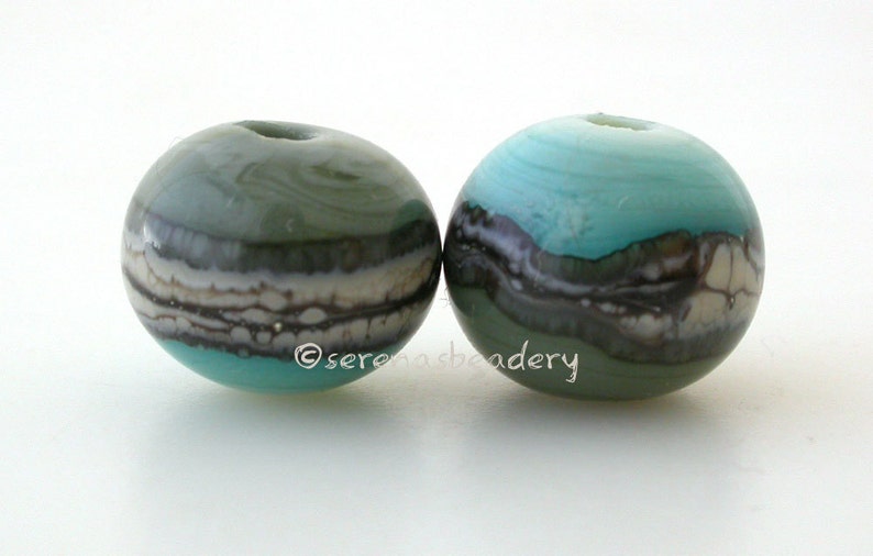 LAVENDER Blue Thai ORCHID IVORY Round Stripe Handmade Lampwork Bead Set taneres choose your color artisan lampwork beads copper green/olive