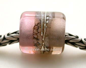 PINK CHAMPAGNE and Brown SEPIA European Charm Lampwork Glass Bead glossy or matte - sra by taneres