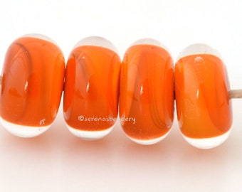 ORANGE FELLOW Lampwork Glass Bead Set, Handmade Layered Spacer- taneres, 13 mm, orange glass beads, orange lampwork spacer, #2315