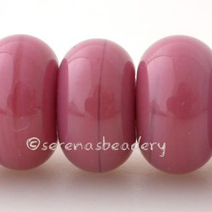 Lampwork Spacer Bead OPAL PINK RASPBERRY Glossy & Matte Handmade Donut Rondelle Glass - taneres