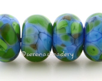 Handmade Lampwork Glass Bead Set - LEAPING WATER - TANERES - glossy or matte option - 11 or 13 mm