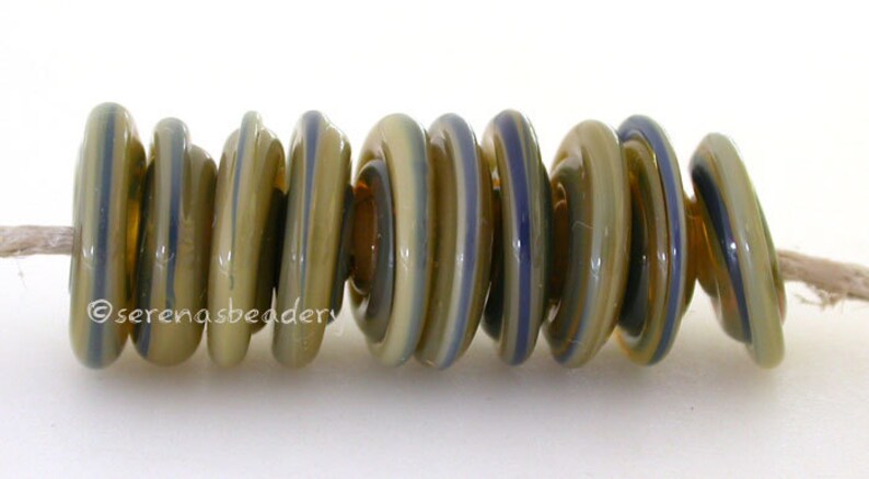 DARK LICHEN Wavy Spiral Disks Handmade Lampwork Glass Bead Set TANERES image 2