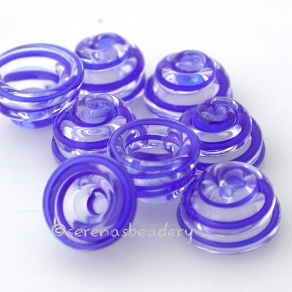 COBALT SPIRAL Lampwork Spiral Bead Cap - TANERES