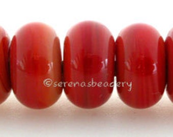 Lampwork Spacer Glass Beads 5 MOON ROCK Glossy & Matte Handmade Donut Rondelle TANERES red