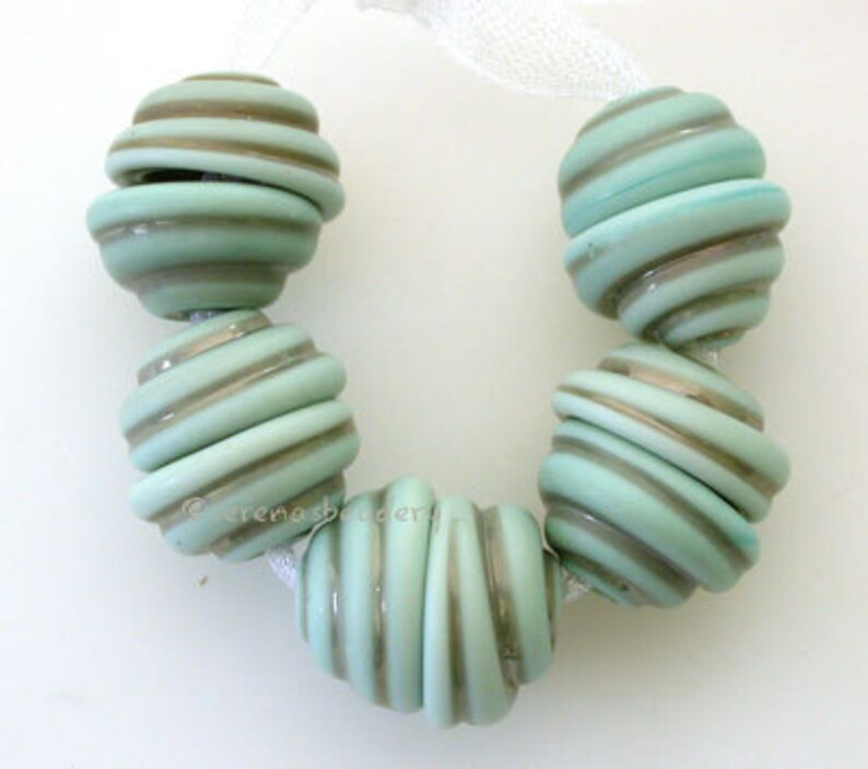 Lampwork Glass Bead Caps 10 Tumbled COPPER GREEN Handmade Etsy