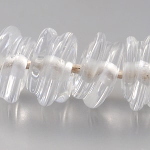 CRYSTAL CLEAR Spiral Wobble Handmade Lampwork Glass Beads - taneres - free form lampwork, crystal glass bead
