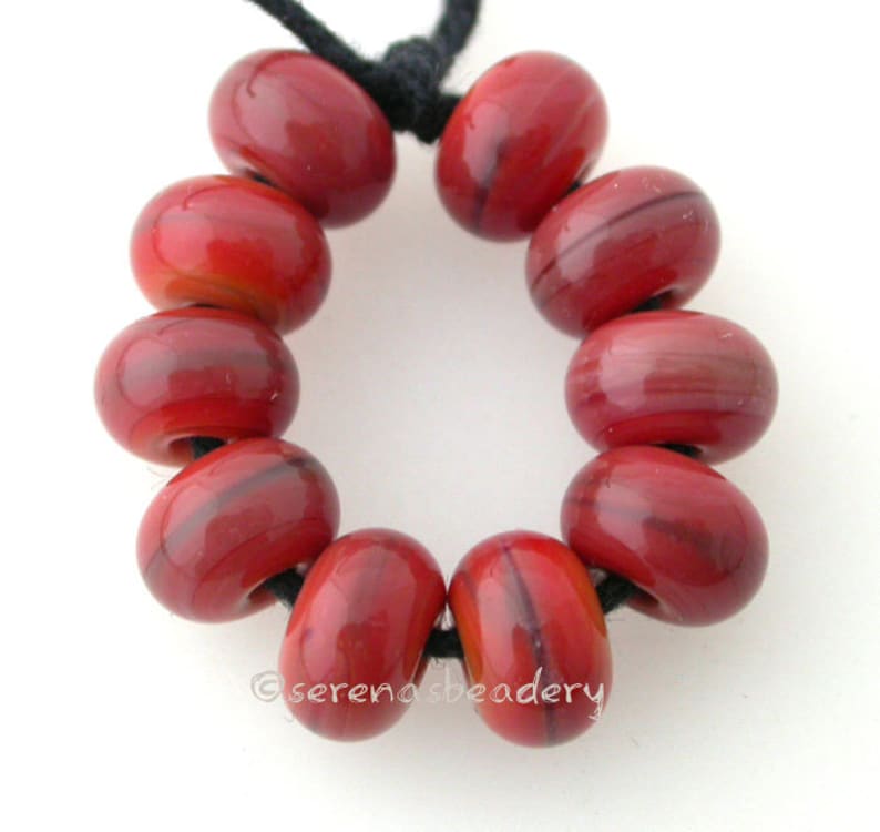 BLOODY MARY Lampwork Round Spacer Glass Beads Handmade glass spacer bead red glass bead 8 mm taneres red streaky