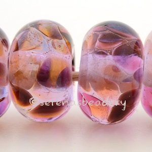 Lampwork Glass Bead Set SENSE of ROSE - TANERES sra pink purple violet peach - 11 or 13 mm, pink lampwork bead, purple glass bead