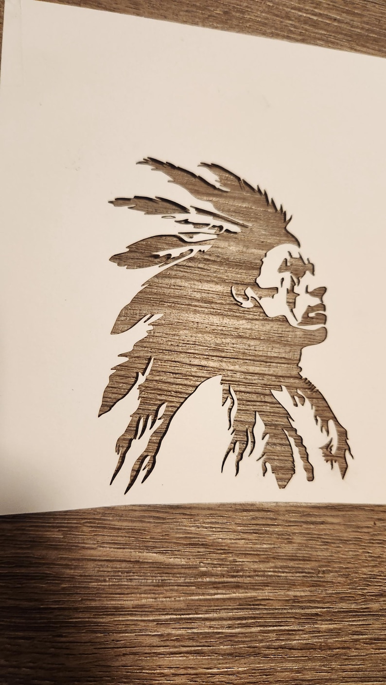 Native American Silhouette Stencil – Chief Headdress Wall Art – 11x14 ...