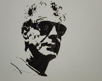 Anthony Bourdain stencil. High detail. paint or Spray Stencil on heavy card stock, reusable. 11&quot; x 14&quot;