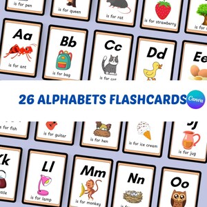 26 FLASHCARDS ABC/ Cartões A-Z/ Cartões educativos/ Cartões Montessori/ Flashcards para download digital/ Flashcards de alfabetos/ Aprenda o alfabeto/ Flashcards para crianças