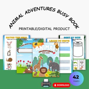 Animals Adventure Busy Book/Montessori Toddler Learning Activities (PDF Download)/Printable early learning activity/Preschool binder