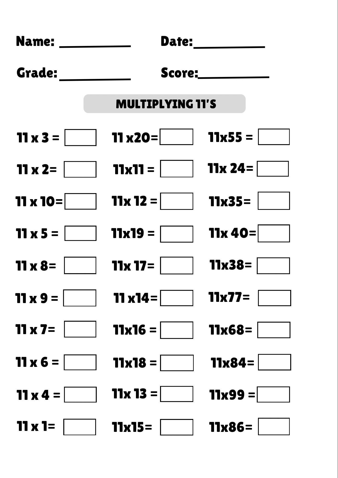Printable 13 Multiplication Worksheets Grade 2 to 6 With Answer Sheets
