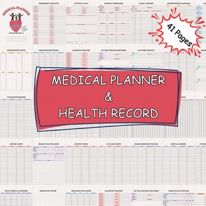 Planificador médico y registro de salud/Planificador médico imprimible/Planificador médico de historial/Planificador médico en PDF/Carpeta de registro de salud/Salud familiar