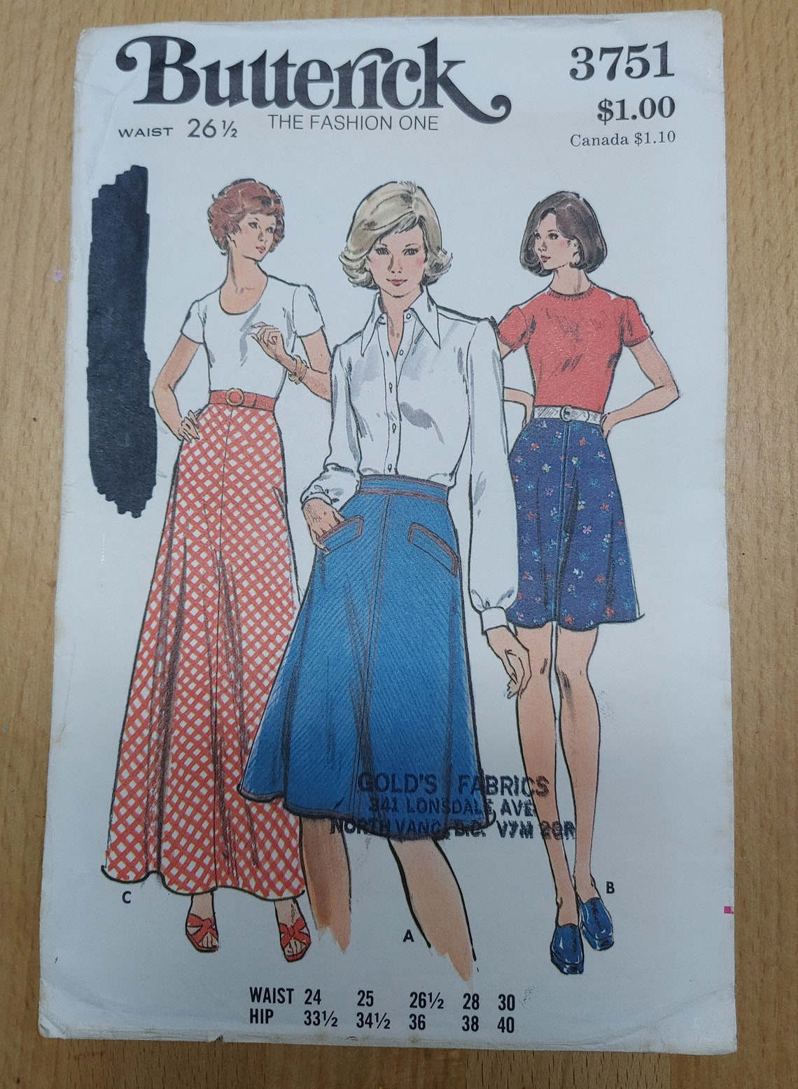 Butterick 3751 Skirt Pattern | Etsy