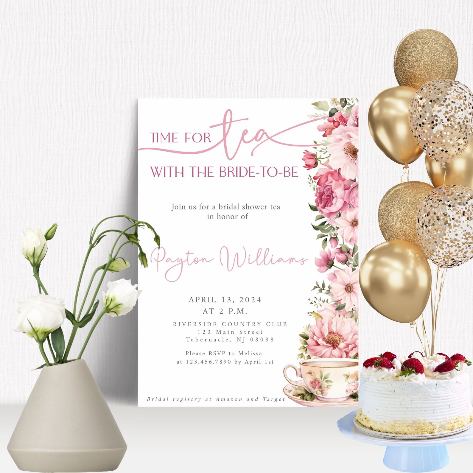 Time Four Tea Invitation Time for Tea With the Bride to Be Invitations, Tea Time Bridal Shower ...