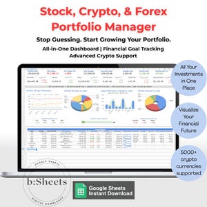 Investment Portfolio Tracker: Crypto, Stocks, Forex Google Sheets Dashboard (Digital Download)