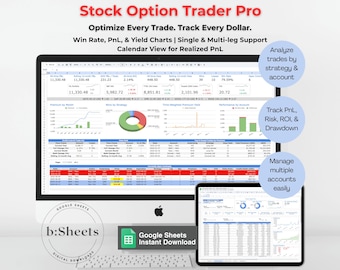 Options Trading Journal: Google Sheets Spreadsheet, P&L Analysis (PDF Guide Included)