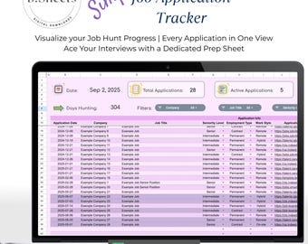 Job Application Tracker Google Sheets | Job Search Planner with Automated Dashboard (Digital Download)