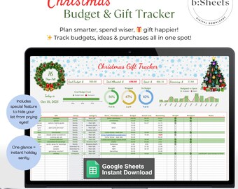 Christmas Gift Tracker | Holiday Budget Planner (Google Sheets)