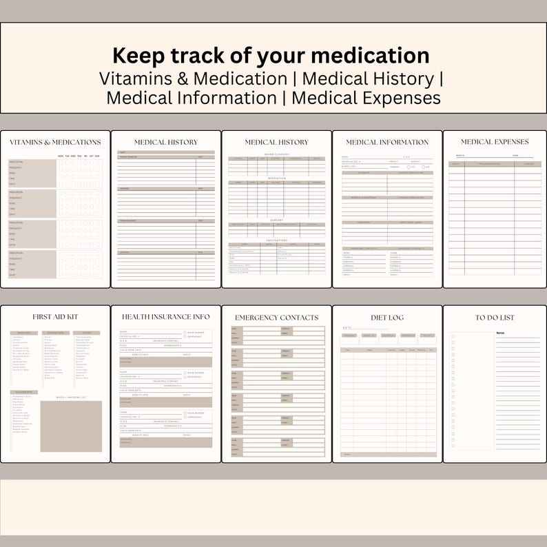 Medical Tracker Bundle, 30 Medical Planner Printable, Medication ...