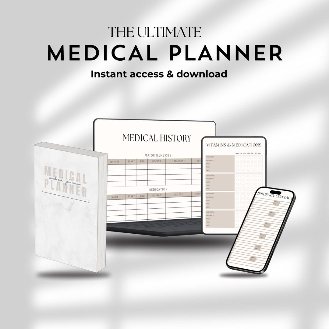 Medical Tracker Bundle, 30 Medical Planner Printable, Healthcare ...