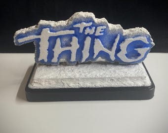 The Thing Resin Name/Logo Display Plate! On wooden base (READ) Great addition to props or figure displays!