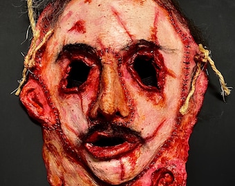 Carved Up Ed Gein Tcm inspired Latex Half Mask Fake Skin Mask (Bloody Fresh Version)