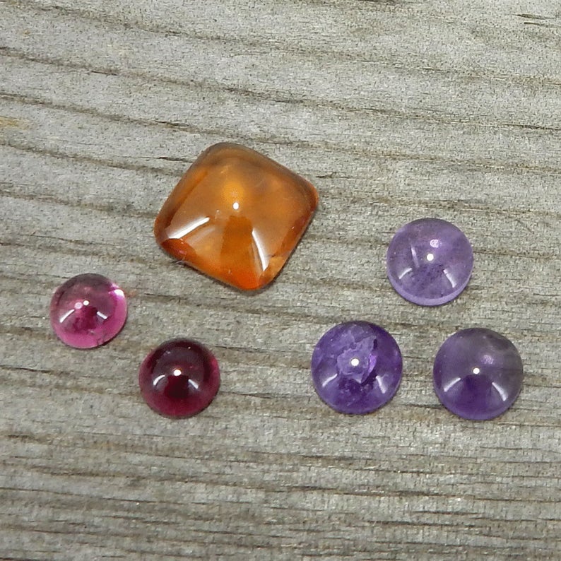 Jewelry Making Supplies Gem Gemstone De-Stash Stone Sale Mixed Cabochon Lot Amethyst Carnelian Cab Pink Tourmaline