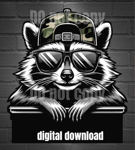 Camo Racoon PNG Digital Download