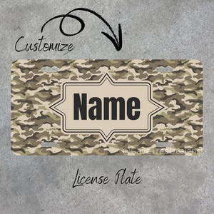 Camo Personalize License Plate, Name License Plate, Customize License Plate
