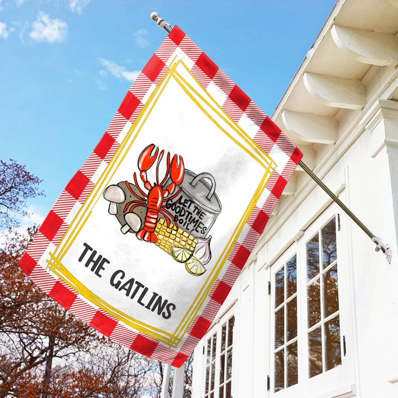 Crawfish Boil, Crafish Flag, Crawfish Boil Garden Flag, Spring Garden Flag, Let The Good Times Boil, Crawfish Party Gift SKU444 image 2