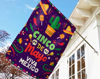 Viva Mexico Cinco De Mayo Garden Flag Outdoor Decorative Yard House Banner Double Sided-Readable Both Sides Made In USA SKU436